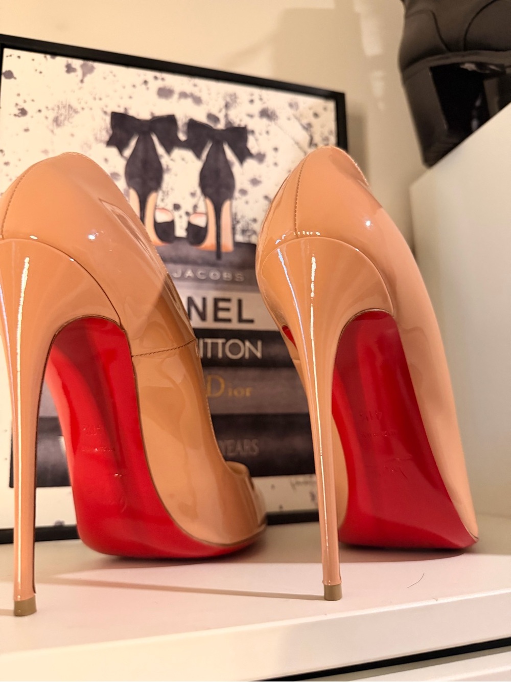 Christian Louboutin Nude Patent So Kate Stiletto Pumps with Red Soles